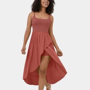 Breezeful Backless High Low 2-Piece Side Pocket Flowy Midi Casual Dress XL
